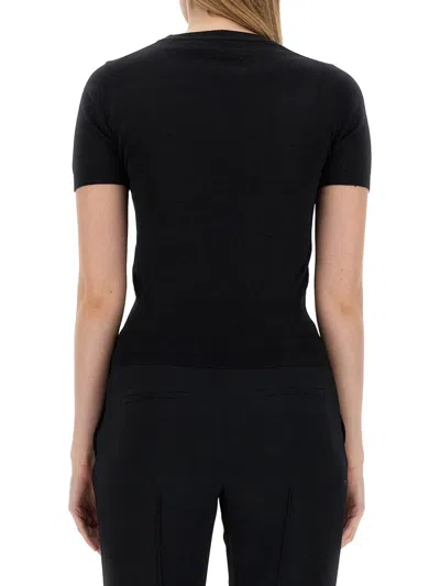 Vivienne Westwood Fitted Short Puff Sleeve Sweater With Embroidered Emblem In Black