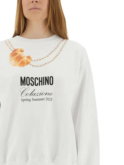 Moschino Couture Printed Cotton Sweatshirt In White