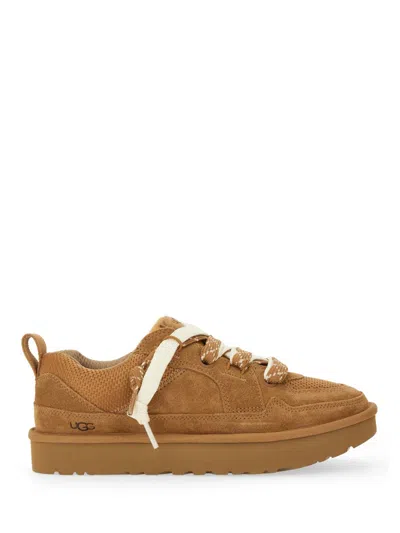 Ugg Suede And Mesh Sneakers With Trekking Laces In Brown