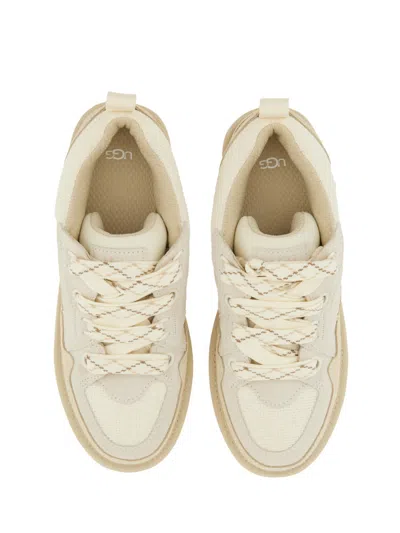 Ugg Lo Lowmel Low-top Lace-up Sneakers With Padded Collar In Neutral