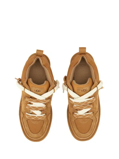 Ugg Suede And Mesh Sneakers With Trekking Laces In Brown