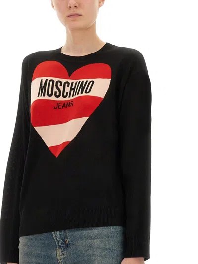 Moschino Jeans Mesh With Inlay Pattern In Black
