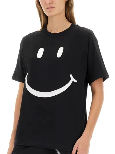 Moschino Smiley Printed Regular Fit T-shirt In Blue