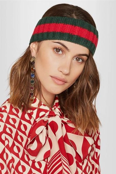 Shop Gucci Embellished Wool-blend Headband