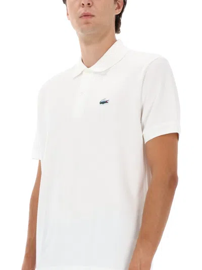 Lacoste Short Sleeve Pima Jersey Interlock Regular Fit Polo Shirt In White