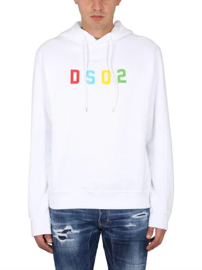 Dsquared2 Dsquared Cool Fit Sweatshirt With Drawstring Hood In White