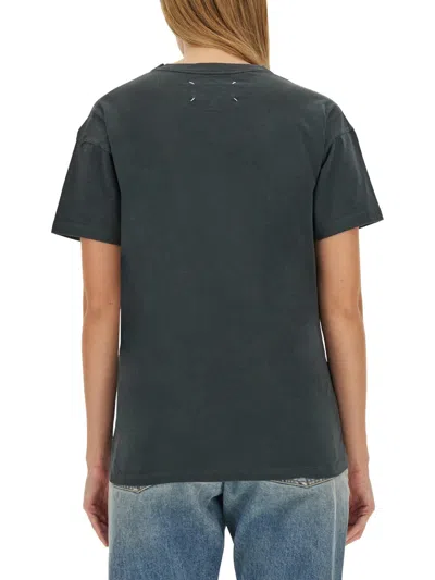Maison Margiela Elevated Black T-shirt With Distressed Detailing And Signature Logo