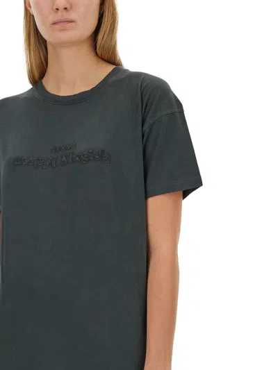 Maison Margiela Elevated Black T-shirt With Distressed Detailing And Signature Logo