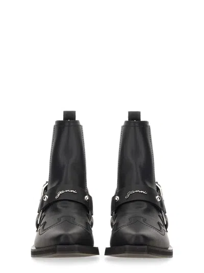 Ganni Western Fitted Chelsea Boots For Women In Black