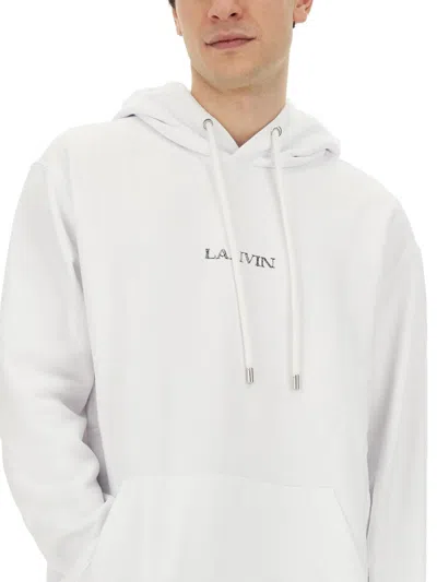 Lanvin Relaxed-fit Hooded Sweatshirt With Subtle Embroidery In White