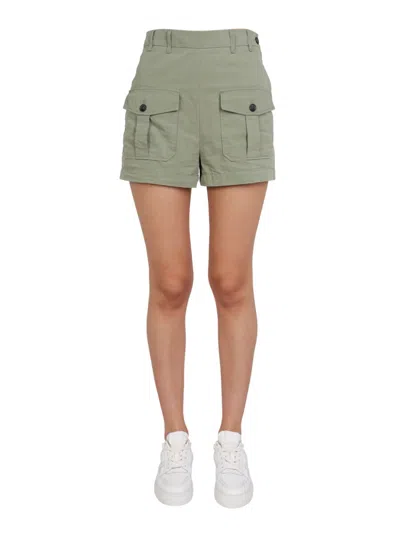 Philippe Model Mini High-waisted Button-fly Shorts In Green