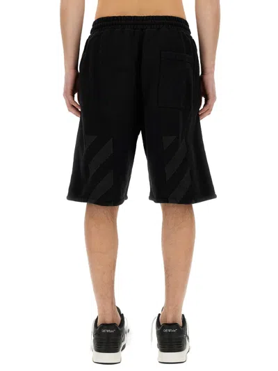 Off-white Logo Printed Drawstring Bermuda Shorts In Black