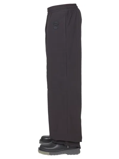 Off-white Wide Leg Trousers With Elastic Waistband In Black