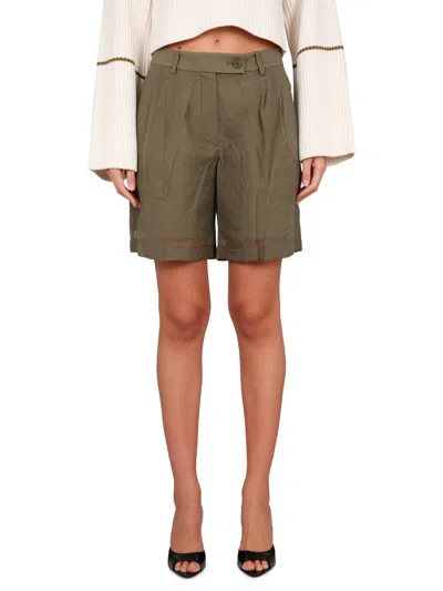Helmut Lang Mini Short With Zip And Button Closure In Green