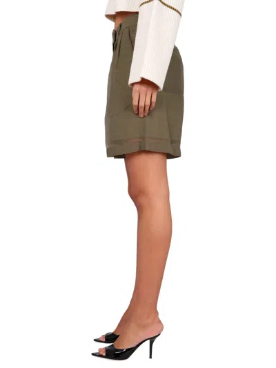 Helmut Lang Mini Short With Zip And Button Closure In Green