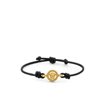 Versace Medusa-charm Cord Bracelet In Black