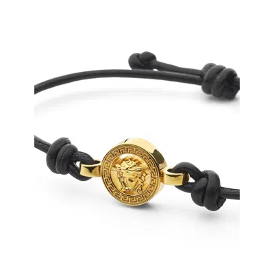Versace Medusa-charm Cord Bracelet In Black