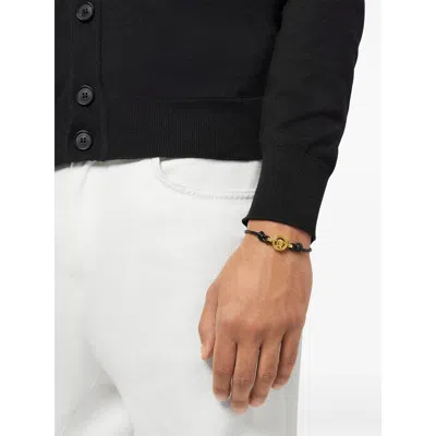 Versace Medusa-charm Cord Bracelet In Black