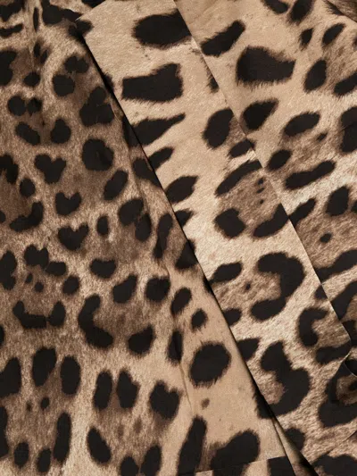 Dolce & Gabbana High Waist Leopard Stretch Drill Shorts In Brown