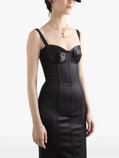 Dolce & Gabbana Midi Dress With Insert Design In Black