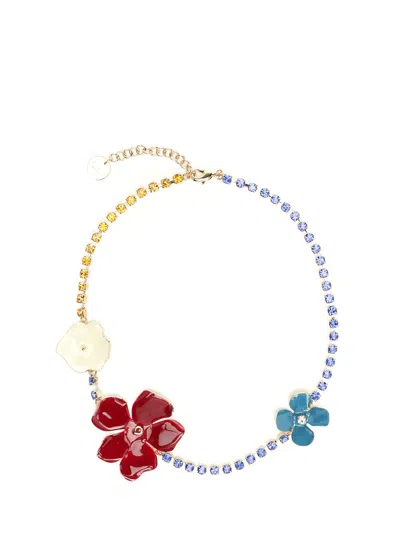 Marni Flower Embellished Necklace In Multi