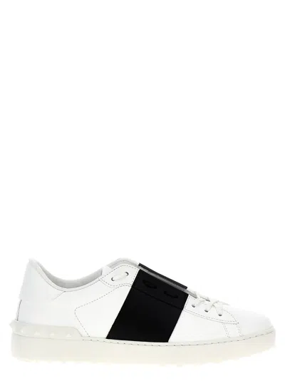 Valentino Garavani Open Leather Sneakers With Contrast Band And Stud Details Shoes In White