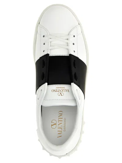 Valentino Garavani Open Leather Sneakers With Contrast Band And Stud Details Shoes In White