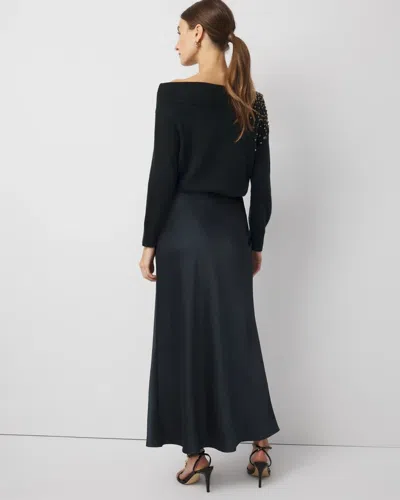 White House Black Market Satin Slip Skirt In Green