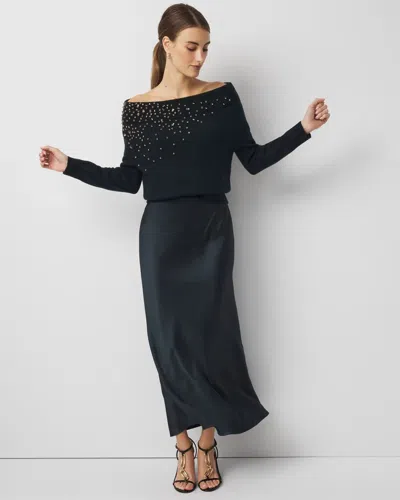 White House Black Market Satin Slip Skirt In Green