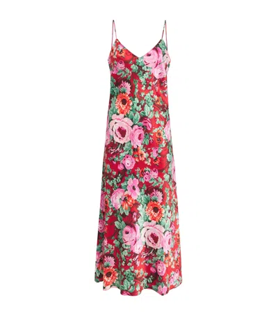 Olivia Von Halle Silk Floral Garbo Midi Dress In Red