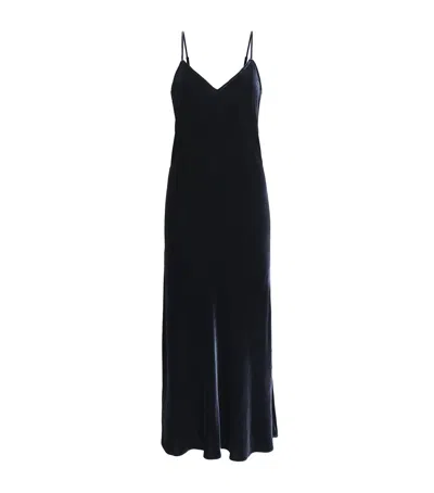 Olivia Von Halle Velvet Garbo Midi Dress In Blue