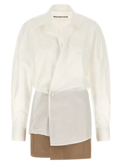 Alexander Wang Pre-styled Mini Wrap Dress In Twill In White