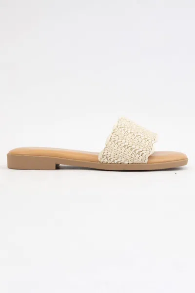 Soda Women's Screen Scallop Rafffin Sandal In Bone Raffia In Nude