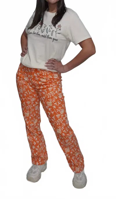 Baevely By Wellmade Floral Pants In Orange In Orange
