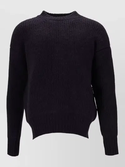 Saint Laurent Knit Crew Neck Sweater Dropped Shoulders In Black