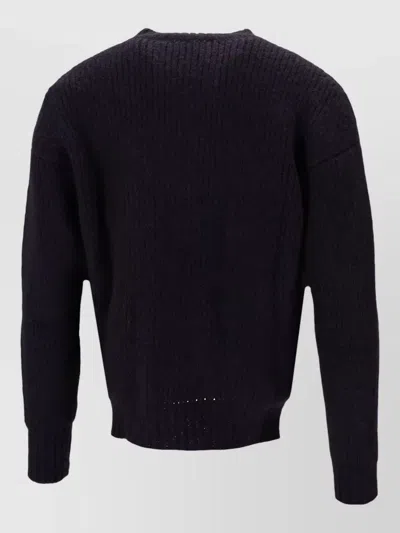 Saint Laurent Knit Crew Neck Sweater Dropped Shoulders In Black