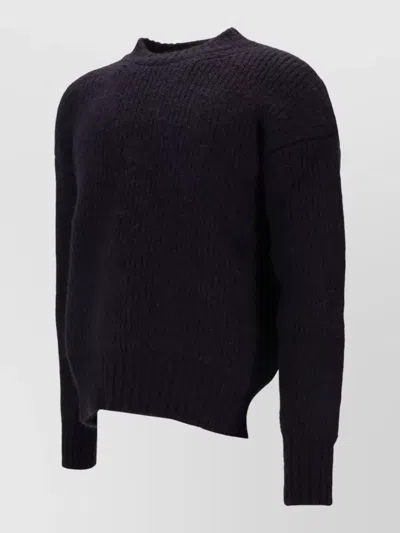 Saint Laurent Knit Crew Neck Sweater Dropped Shoulders In Black