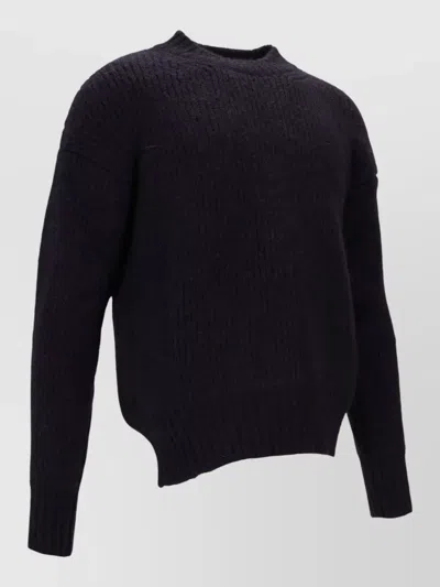 Saint Laurent Knit Crew Neck Sweater Dropped Shoulders In Black