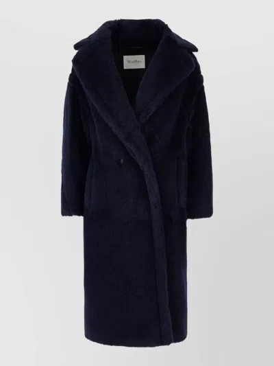Max Mara Alpaca Blend Oversized Longline Coat In Blue