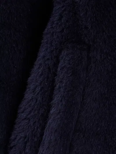 Max Mara Alpaca Blend Oversized Longline Coat In Blue