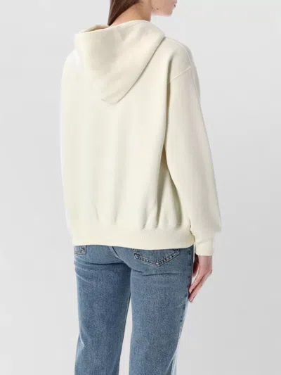 Polo Ralph Lauren Bear Hoodie Top Graphic Print Ribbed Cuffs In Neutral