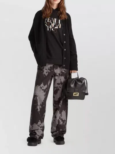 Fendi Ff Backpack Leather Clasp Detail In Black