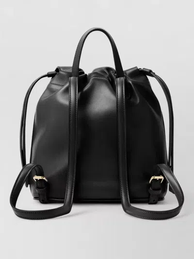 Fendi Ff Backpack Leather Clasp Detail In Black