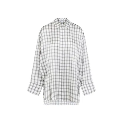 Loewe Checked Silk Shirt In Neutral