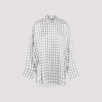 Loewe Checked Silk Shirt In Neutral
