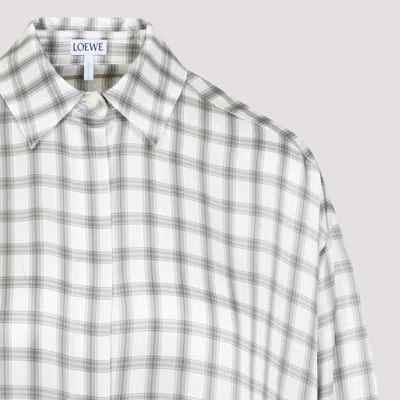 Loewe Checked Silk Shirt In Neutral
