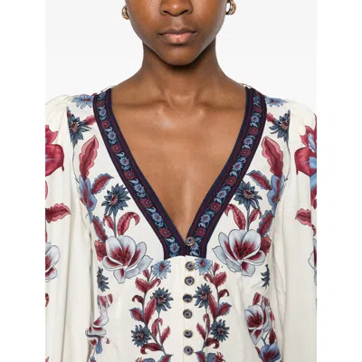 Farm Rio Floral Print Shirt In White