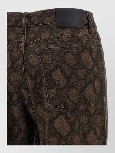 Rotate Birger Christensen Animal Pattern Denim Trousers Pockets Belt Loops In Multi