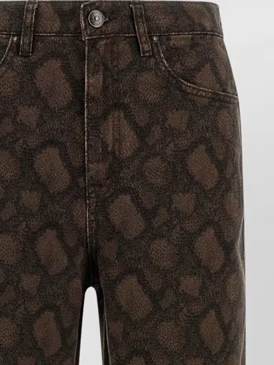 Rotate Birger Christensen Animal Pattern Denim Trousers Pockets Belt Loops In Multi