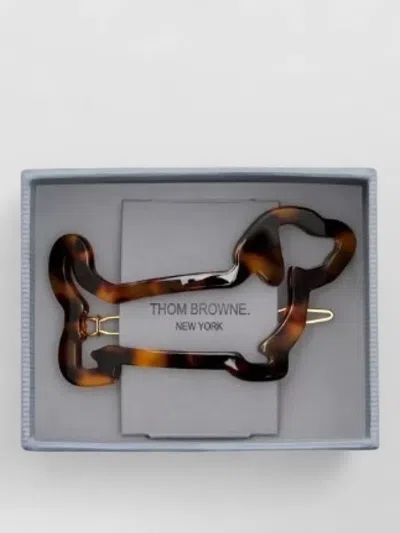 Thom Browne Hector Dog Shape Tortoiseshell Acetate Clips In Brown